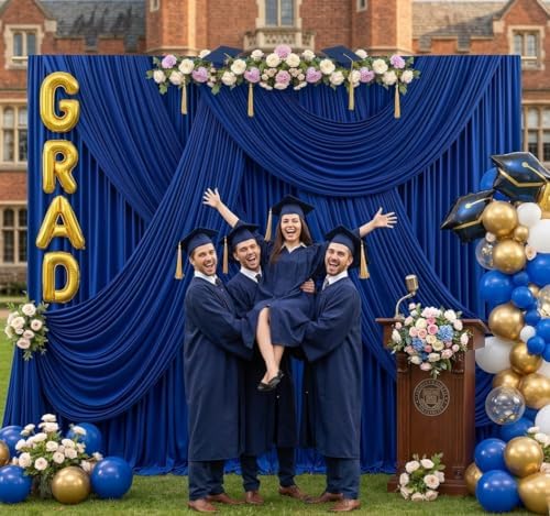 20ft x 10ft Royal Blue Wrinkle Free Backdrop Curtains for Graduation Party Backdrops Curtain Drapes Fabric Decor, alternate
