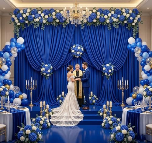 20ft x 10ft Royal Blue Wrinkle Free Backdrop Curtains for Graduation Party Backdrops Curtain Drapes Fabric Decor, alternate