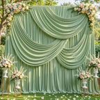 20ft x 10ft Sage Green Backdrop Curtains, Sage Green Drapes Backdrop Fabric in 20 ft X 10 ft(4 Panels 5ft X