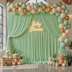 20ft x 10ft Sage Green Backdrop Curtains, Sage Green Drapes Backdrop Fabric in 20 ft X 10 ft(4 Panels 5ft X, alternate view 3