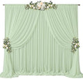 20ft x 10ft Sage Green Backdrop Curtains, Wrinkle-Free Sheer Chiffon Fabric Backdrop Drapes for Wedding Arch