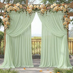 20ft x 10ft Sage Green Backdrop Curtains, Wrinkle-Free Sheer Chiffon Fabric Backdrop Drapes for Wedding Arch, alternate view
