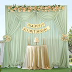 20ft x 10ft Sage Green Backdrop Curtains, Wrinkle-Free Sheer Chiffon Fabric Backdrop Drapes for Wedding Arch, alternate view