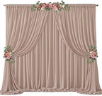 20ft x 10ft Taupe Backdrop Curtain Drapes, Wrinkle-Free Sheer Chiffon Fabric Photo Backdrop Panels for Wedding
