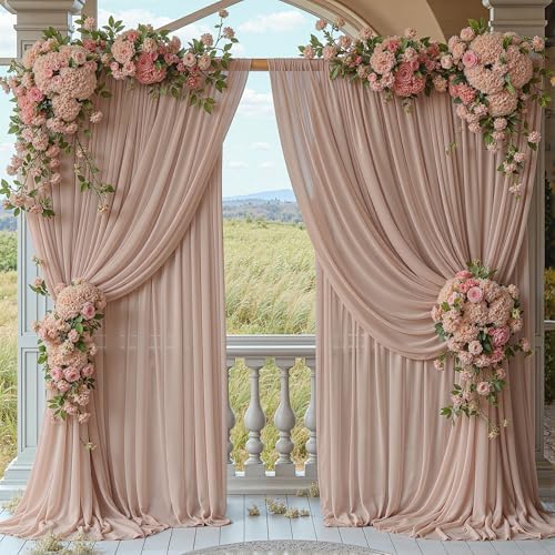 20ft x 10ft Taupe Backdrop Curtain Drapes, Wrinkle-Free Sheer Chiffon Fabric Photo Backdrop Panels for Wedding, alternate