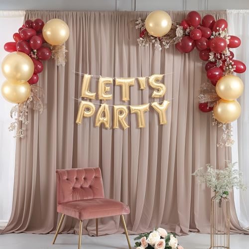 20ft x 10ft Taupe Backdrop Curtain Drapes, Wrinkle-Free Sheer Chiffon Fabric Photo Backdrop Panels for Wedding, alternate