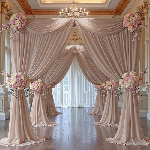 20ft x 10ft Taupe Backdrop Curtain Drapes, Wrinkle-Free Sheer Chiffon Fabric Photo Backdrop Panels for Wedding, alternate