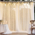 20ft x 10ft White Backdrop Curtain with Lights String for Parties, Sheer Tulle Wedding Photo Backdrops Drapes