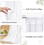 20ft x 10ft White Backdrop Curtain with Lights String for Parties, Sheer Tulle Wedding Photo Backdrops Drapes, alternate view