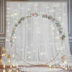 20ft x 10ft White Backdrop Curtain with Lights String for Parties, Sheer Tulle Wedding Photo Backdrops Drapes, alternate view