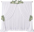 20ft x 10ft White Chiffon Backdrop Curtains, Wrinkle-Free Sheer Chiffon Fabric Photo Curtain Drapes for Wedding