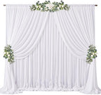 20ft x 10ft White Chiffon Backdrop Curtains, Wrinkle-Free Sheer Chiffon Fabric Photo Curtain Drapes for Wedding