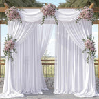 20ft x 10ft White Chiffon Backdrop Curtains, Wrinkle-Free Sheer Chiffon Fabric Photo Curtain Drapes for Wedding, alternate