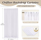20ft x 10ft White Chiffon Backdrop Curtains, Wrinkle-Free Sheer Chiffon Fabric Photo Curtain Drapes for Wedding, alternate