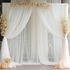 20ft X 10ft White Tulle Backdrop Curtain for Parites, Sheer Backdrop Curtains Fabric Drapes for Wedding Ceremony