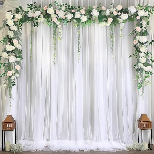 20ft X 10ft White Tulle Backdrop Curtain for Parites, Sheer Backdrop Curtains Fabric Drapes for Wedding Ceremony, alternate