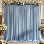 20ft x 10ft Wrinkle Free Dusty Blue Backdrop Curtain for Parties, 4 Panels 5x10ft Silky Polyester Backdrop