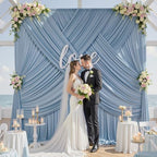 20ft x 10ft Wrinkle Free Dusty Blue Backdrop Curtain for Parties, 4 Panels 5x10ft Silky Polyester Backdrop, alternate view 2