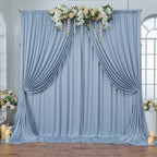 20ft x 10ft Wrinkle Free Dusty Blue Backdrop Curtain for Parties, 4 Panels 5x10ft Silky Polyester Backdrop, alternate view 5