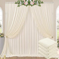 20ft x 10ft Wrinkle Free Ivory Backdrop Curtains for Parties, 4 Panels 5x10ft Photo Backdrop Drapes for Wedding