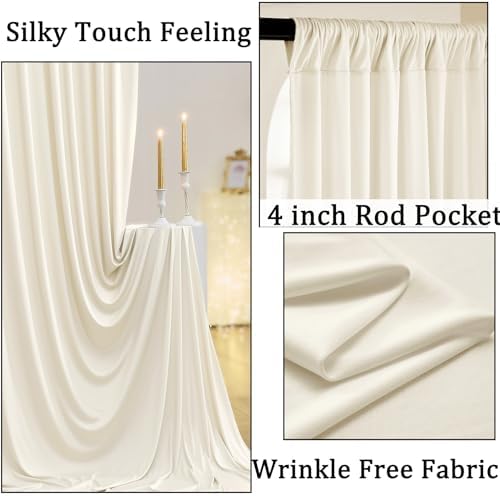 20ft x 10ft Wrinkle Free Ivory Backdrop Curtains for Parties, 4 Panels 5x10ft Photo Backdrop Drapes for Wedding, alternate