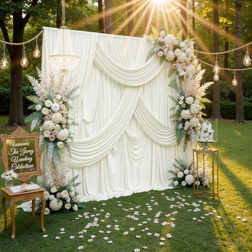 20ft x 10ft Wrinkle Free Ivory Backdrop Curtains for Parties, 4 Panels 5x10ft Photo Backdrop Drapes for Wedding, alternate