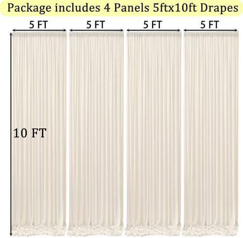 20ft x 10ft Wrinkle Free Ivory Backdrop Curtains for Parties, 4 Panels 5x10ft Photo Backdrop Drapes for Wedding, alternate