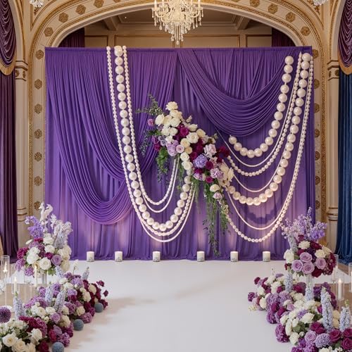 20ft x 10ft Wrinkle Free Purple Backdrop Curtains for Parties, Thick Polyester Backdrop Drapes 20x10ft for