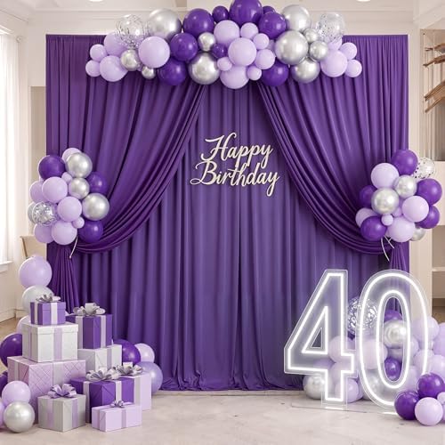 20ft x 10ft Wrinkle Free Purple Backdrop Curtains for Parties, Thick Polyester Backdrop Drapes 20x10ft for, alternate view 3