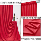 20ft x 10ft Wrinkle Free Red Backdrop Curtains for Parties, 4 Panels 5x10ft Silky Polyester Photo Backdrop, alternate view 2
