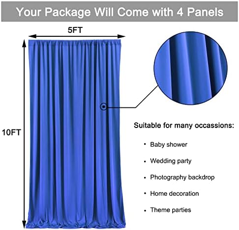 20ft x 10ft Wrinkle Free Royal Blue Backdrop Curtain for Party, Polyester Royal Blue Photo Backdrop Drapes 4, alternate view