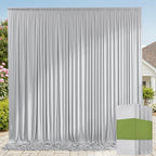 20ft x 10ft Wrinkle Free Silver Backdrop Curtain for Parties, Thick Polyester Backdrop Drapes for Wedding Space