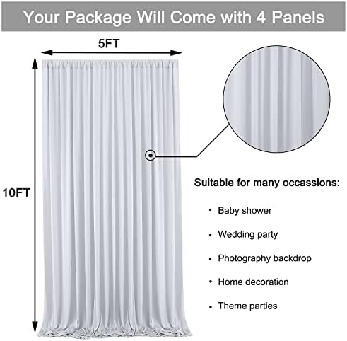 20ft x 10ft Wrinkle Free Silver Backdrop Curtain for Parties, Thick Polyester Backdrop Drapes for Wedding Space, alternate