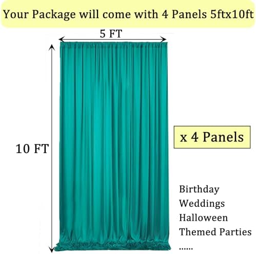 20ft x 10ft Wrinkle Free Turquoise Backdrop Curtains for Parties, Polyester Photo Backdrop Drapes 2 Panels, alternate view 2