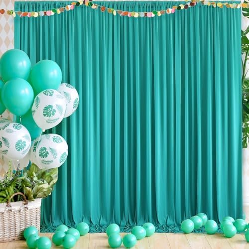 20ft x 10ft Wrinkle Free Turquoise Backdrop Curtains for Parties, Polyester Photo Backdrop Drapes 2 Panels, alternate view 4