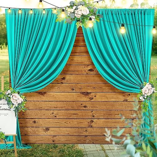 20ft x 10ft Wrinkle Free Turquoise Backdrop Curtains for Parties, Polyester Photo Backdrop Drapes 2 Panels, alternate view 6