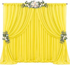 20ft x 10ft Yellow Backdrop Curtain Drapes, Wrinkle-Free Sheer Chiffon Fabric Photo Backgroud Panels for Wedding