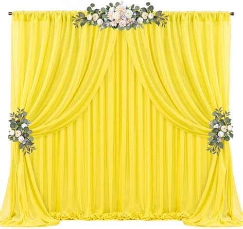20ft x 10ft Yellow Backdrop Curtain Drapes, Wrinkle-Free Sheer Chiffon Fabric Photo Backgroud Panels for Wedding