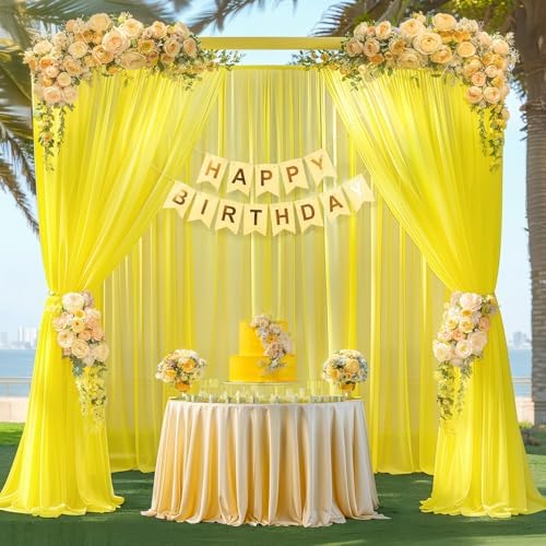 20ft x 10ft Yellow Backdrop Curtain Drapes, Wrinkle-Free Sheer Chiffon Fabric Photo Backgroud Panels for Wedding, alternate
