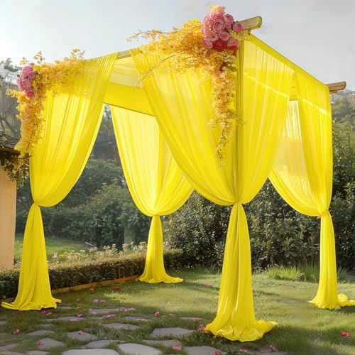 20ft x 10ft Yellow Backdrop Curtain Drapes, Wrinkle-Free Sheer Chiffon Fabric Photo Backgroud Panels for Wedding, alternate