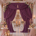 20ft x 12ft Burgundy Wrinkle-Free Backdrop Curtain for Wedding Parties, Thick Polyester 4 Panels 5x12ft for, alternate view 2