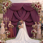 20ft x 12ft Burgundy Wrinkle-Free Backdrop Curtain for Wedding Parties, Thick Polyester 4 Panels 5x12ft for, alternate view 5