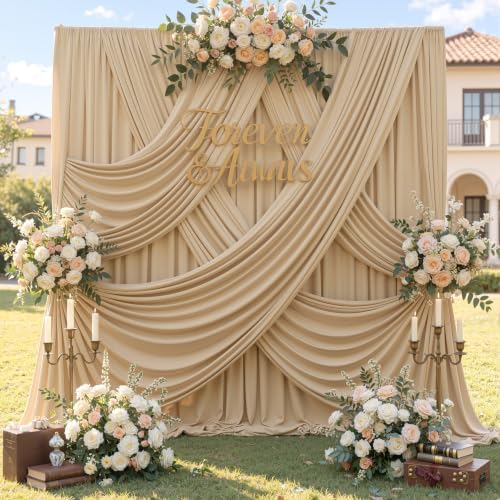 20ft x 12ft Champagne Backdrop Curtains for Parties, Wrinkle Free 4 Panels Photo Backdrop Drapes Back Drop Cloth, alternate