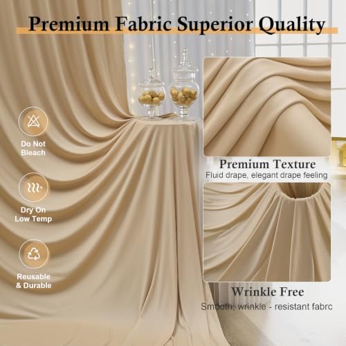 20ft x 12ft Champagne Backdrop Curtains for Parties, Wrinkle Free 4 Panels Photo Backdrop Drapes Back Drop Cloth, alternate