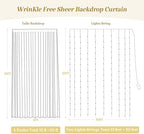 20ft x 12ft Champagne Tulle Backdrop Curtain with Lights String for Parties Wedding Bridal Shower Sheer, alternate view 4