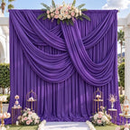 20ft x 12ft Deep Purple Wrinkle-Free Backdrop Curtain for Wedding Parties, Thick Polyester 4 Panels 5x12ft for