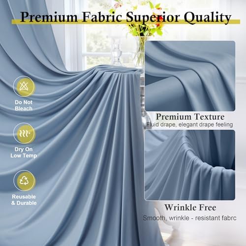 20ft x 12ft Dusty Blue Backdrop Curtains for Parties, Wrinkle Free 4 Panels Photo Backdrop Drapes Back Drop, alternate view 2