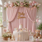 20ft x 12ft Dusty Pink Backdrop Curtains for Parties, Wrinkle Free 4 Panels Photo Backdrop Drapes Back Drop, alternate view 7