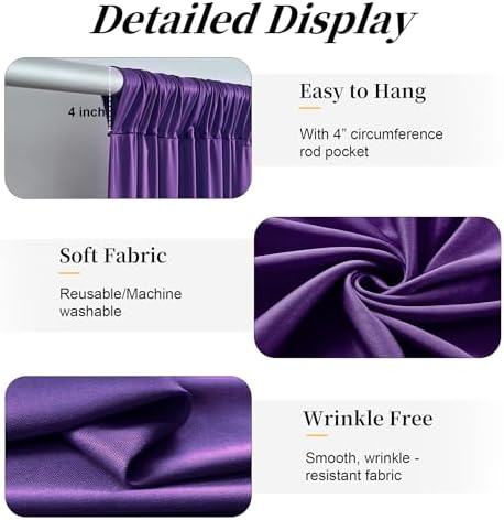 20ft x 12ft Purple Backdrop Curtains for Parties, Wrinkle Free 4 Panels Photo Backdrop Drapes Back Drop Cloth, alternate view