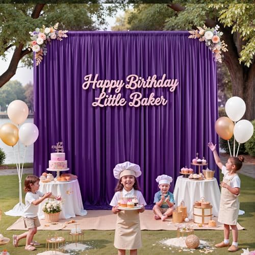 20ft x 12ft Purple Backdrop Curtains for Parties, Wrinkle Free 4 Panels Photo Backdrop Drapes Back Drop Cloth, alternate view